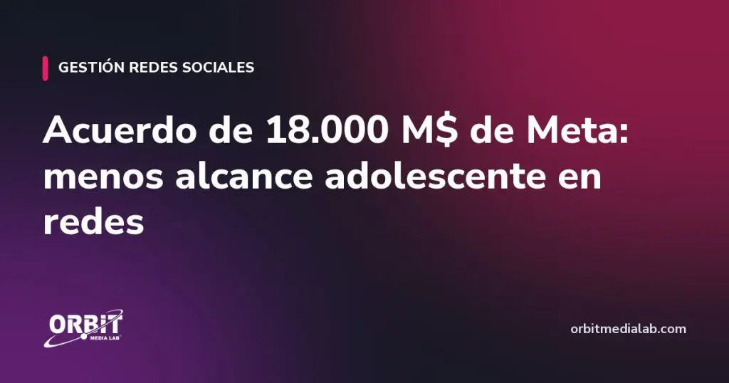 Acuerdo de 18.000 M$ de Meta: menos alcance adolescente en redes
