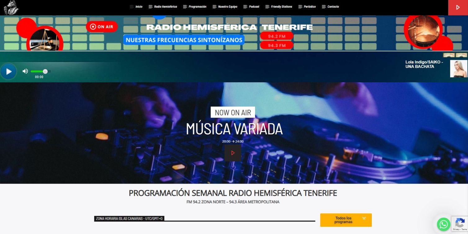 Página Web de Radio Hemisférica